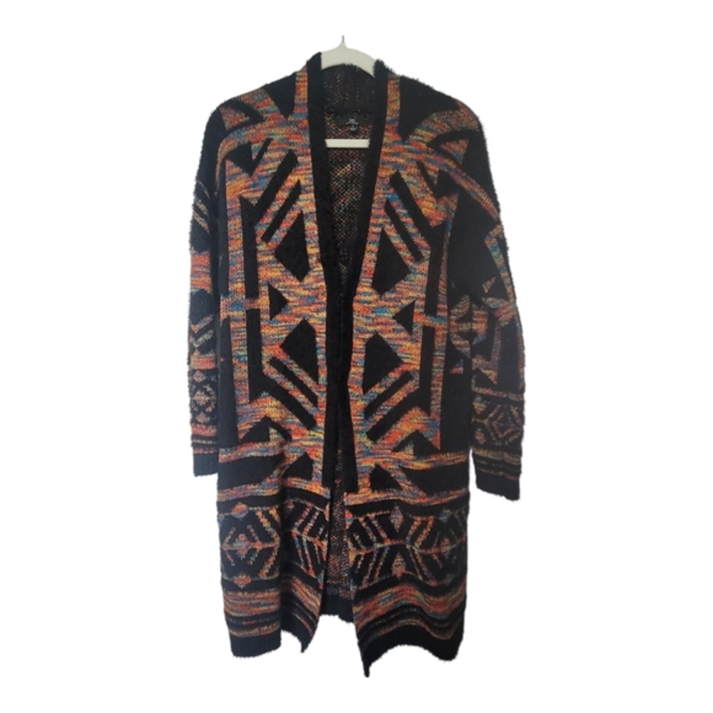 My Michelle Fuzzy‎ Aztec Boho Indie Cardigan Sweater Small